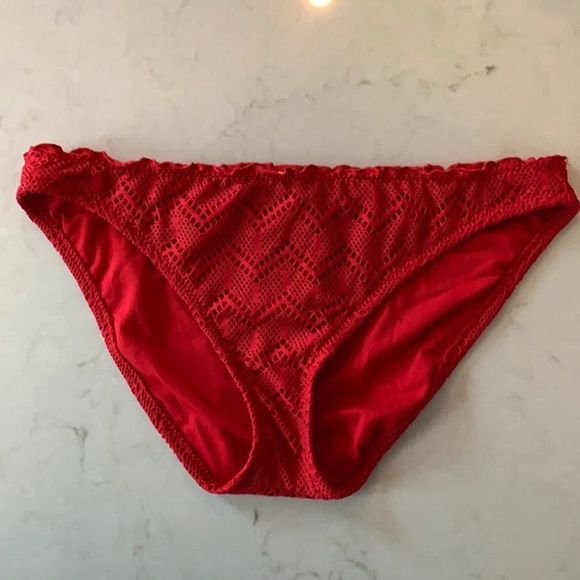 Mossimo red crochet boho brief style bikini bottoms - Picture 2 of 6